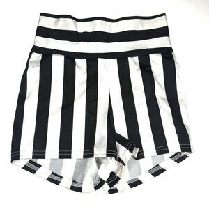 Vintage-Style Black & White Striped High-Waisted Dance Shorts Circus Burlesque